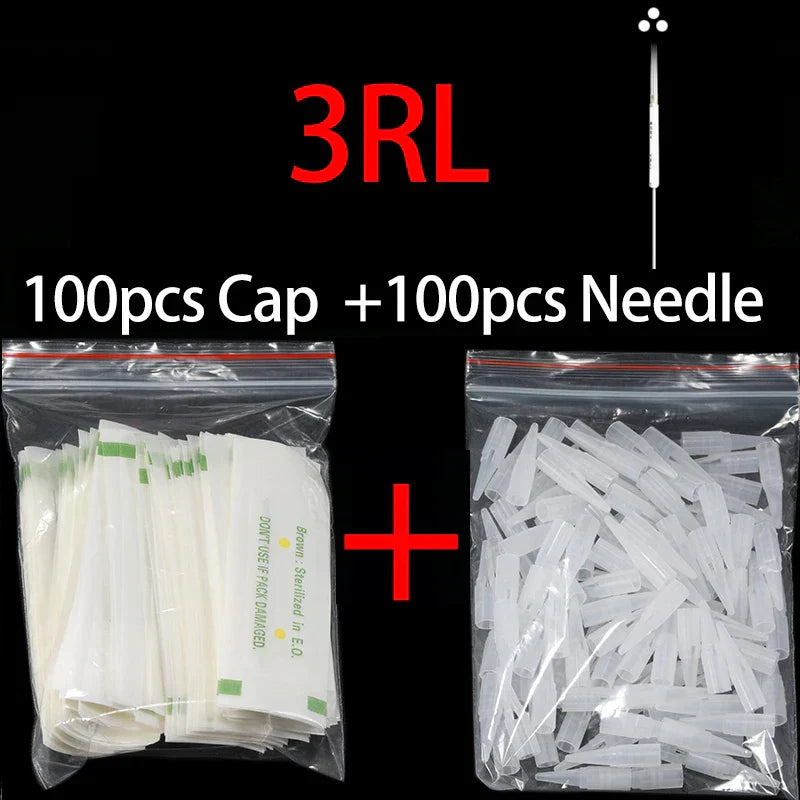 100pcs PMU Microblading Needle + Cup Tips Disposable