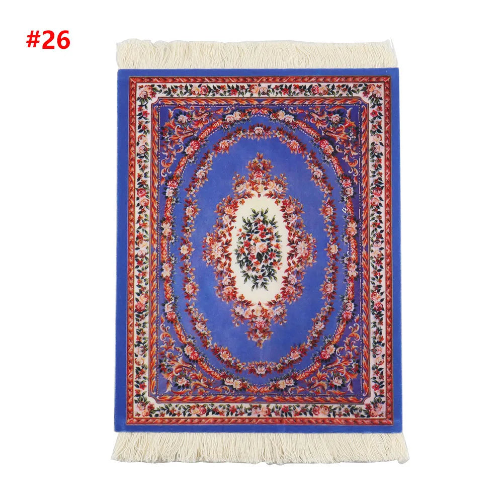 Persian Mini Woven Rug Mat Mousepad with Fring