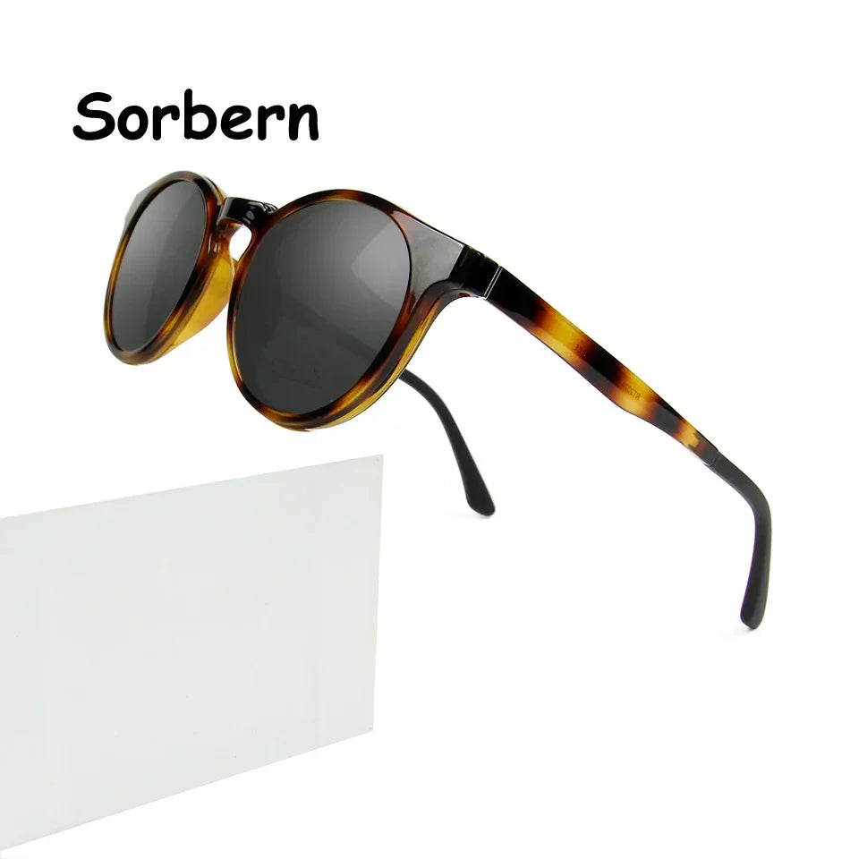 Ultem Vintage Round Clip On Sunglasses UV400 Magnetic