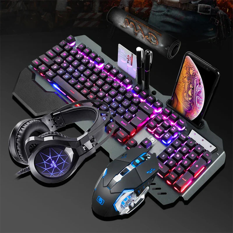 Mechanical Rainbow Backlit Gaming Keyboard and Optical Mice