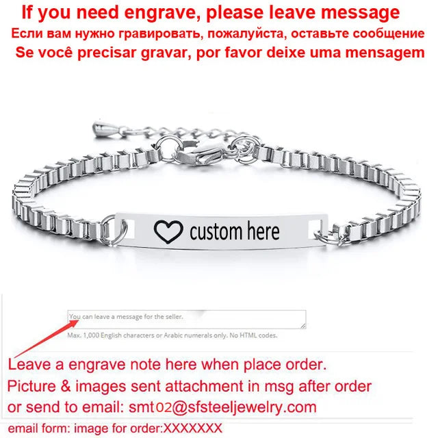 Personalize Baby Name Bracelet Figaro Chain Smooth Bangle