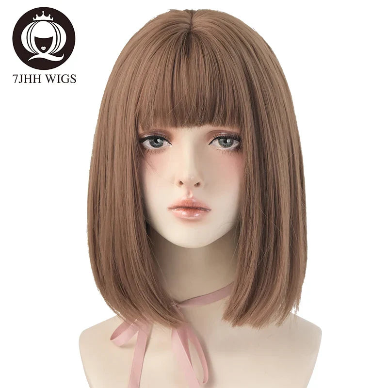 7JHH WIGS Black Short Bob Wig for Girl