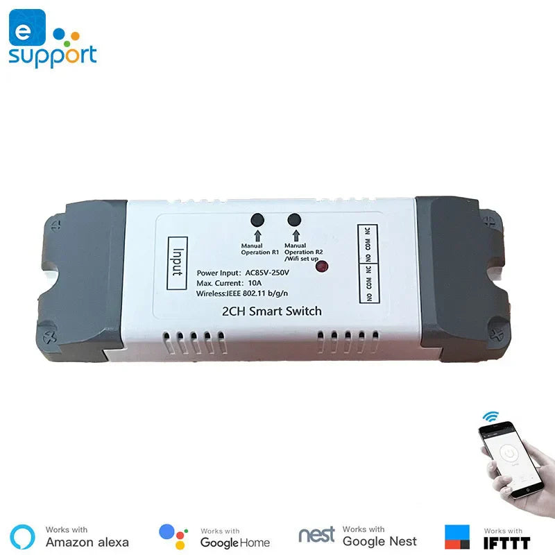 Google Home Compatible eWeLink WiFi 2 Channel Relay