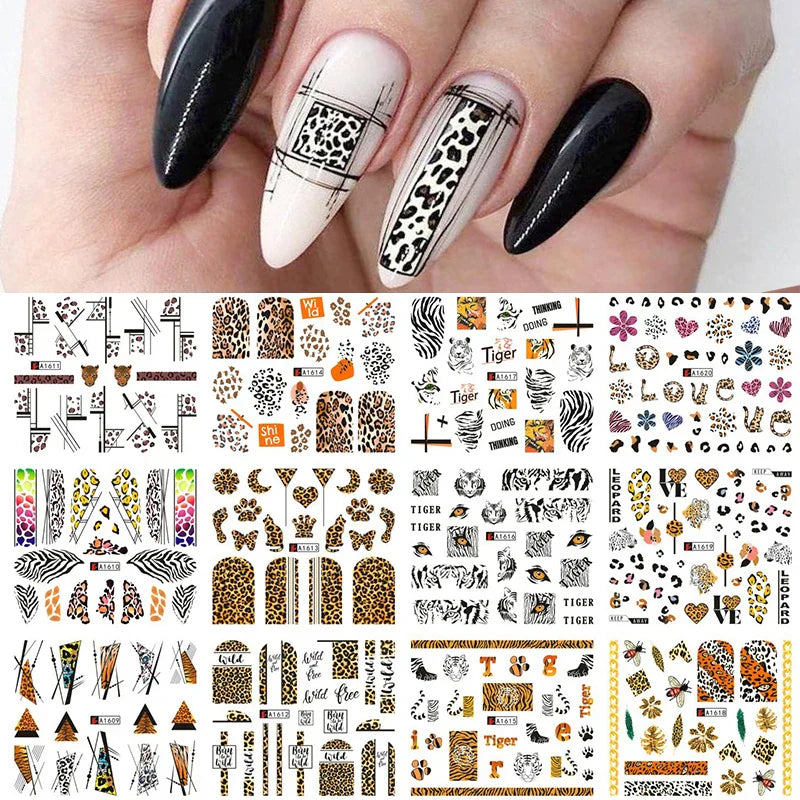 12 Designs Nail Stickers Set Mixed Floral Geometric