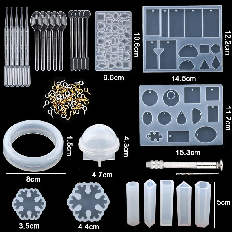 Mixed Style Jewelry Epoxy Resin Molds Set Silicone