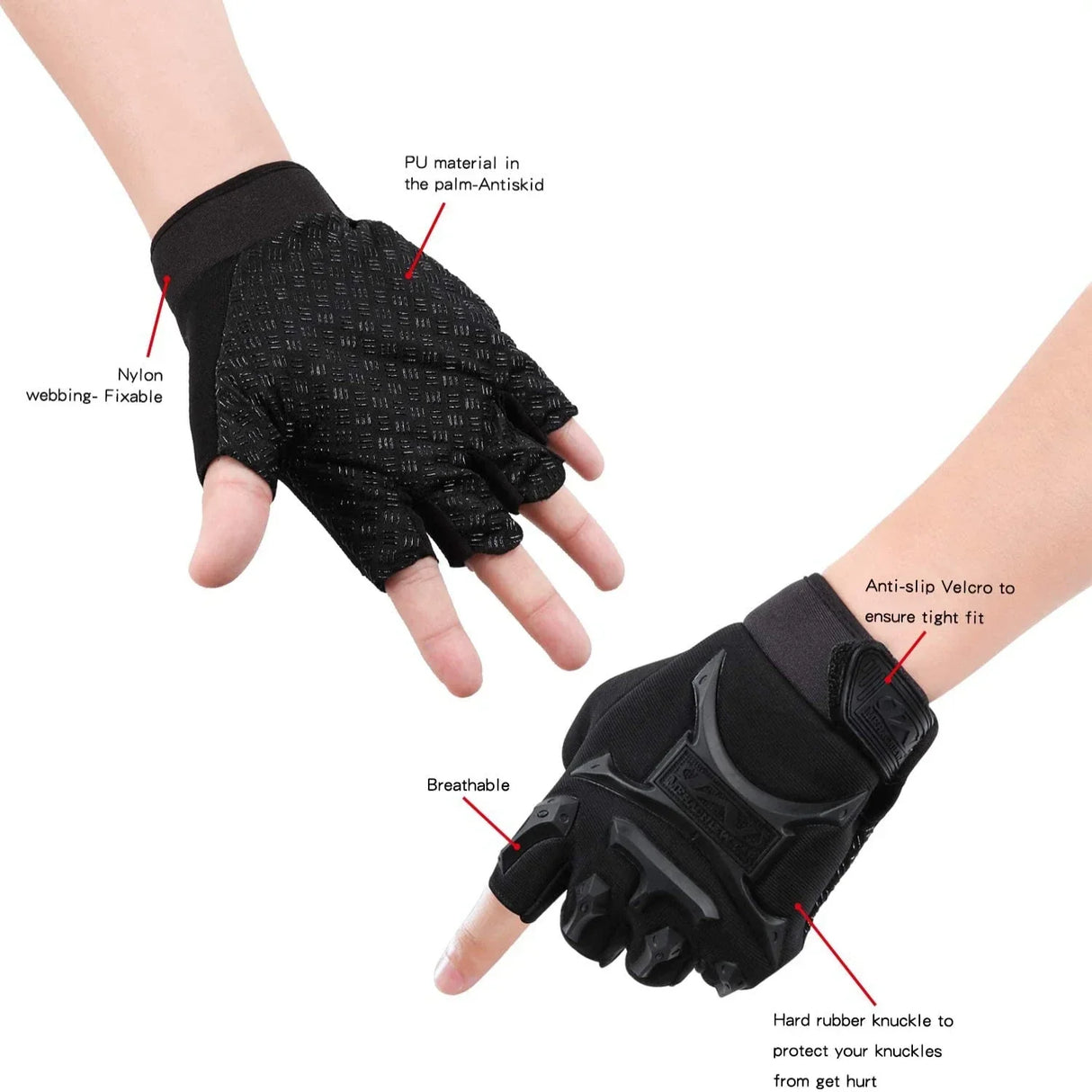 1Pair Summer Fingerless Tactical Gloves Military Men Women