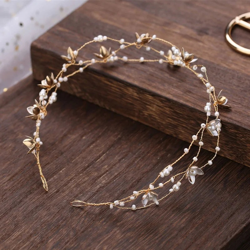 Fashion Handmade Flower Beaded Bride Headdress Hairband Tiara