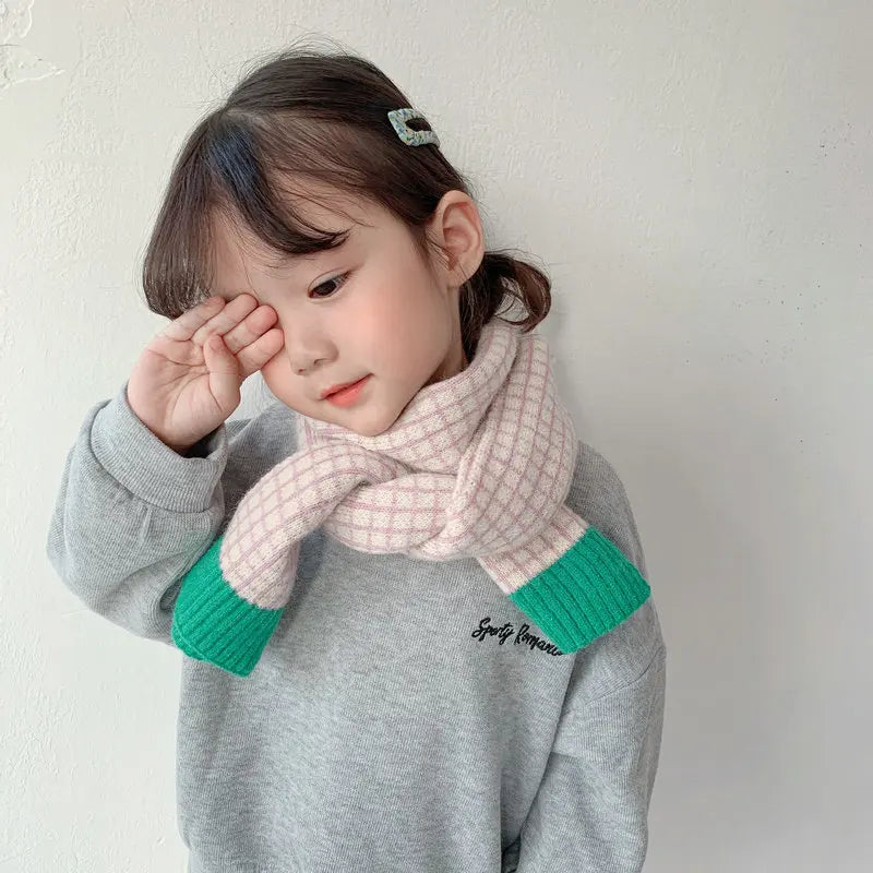 Korean Style New Winter Kid Knitted Wool Plaid
