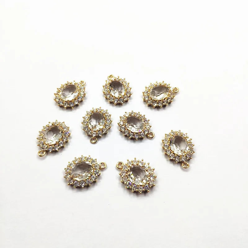 19x16mm 30pcs Cubic Zirconia Oval CharmConnectors