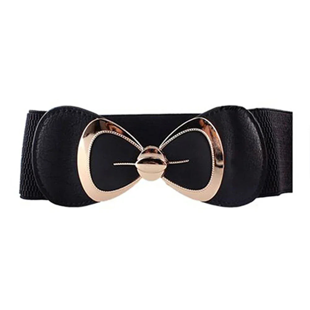 HOT SALES!!!New Arrival Women Bowknot Buckle Metallic Faux Leather Waistband Elastic Croset Waist Belt Wholesale Dropshipping