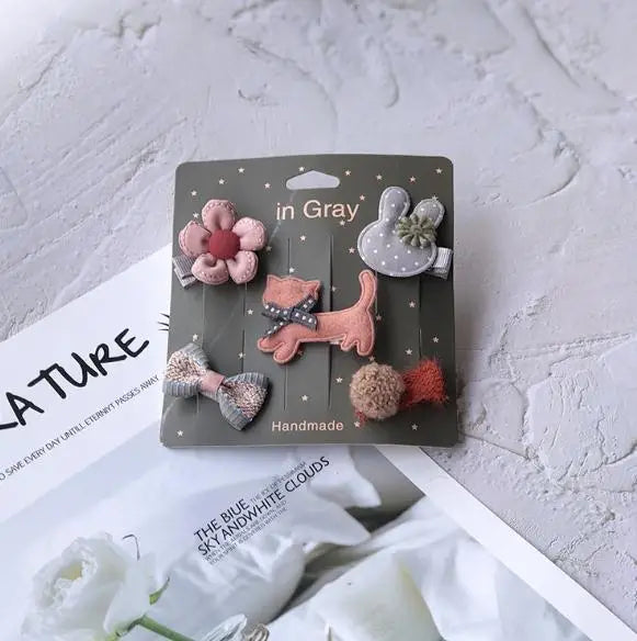 New cute bear girls hair bows 5pcs children