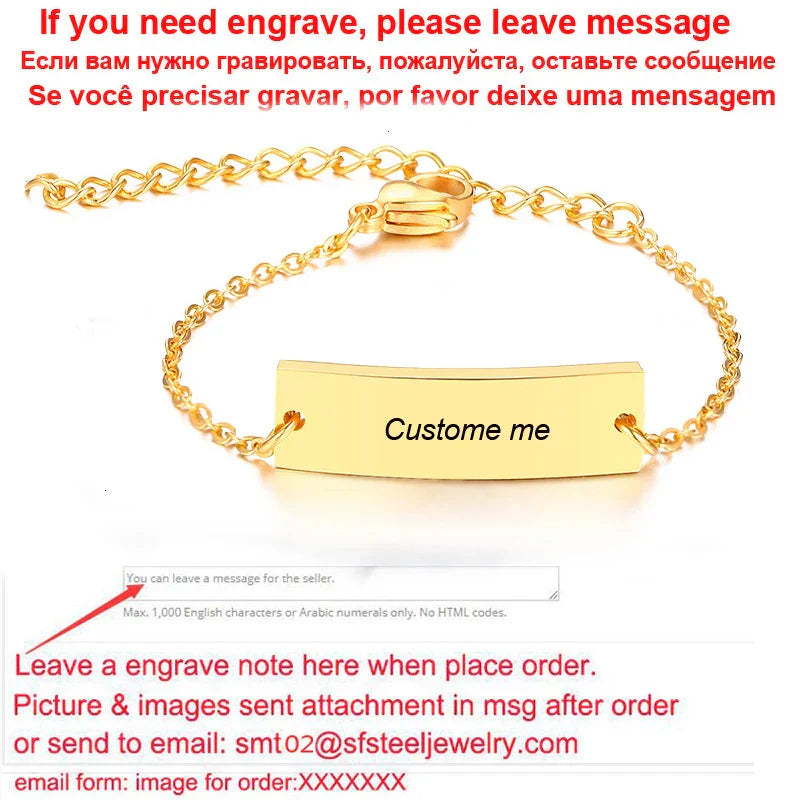 Personalize Baby Name Bracelet Figaro Chain Smooth Bangle