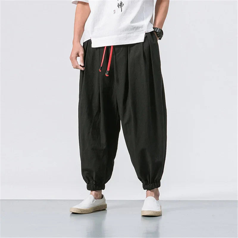 BOLUBAO Spring Men Loose Harem Pants Chinese Linen