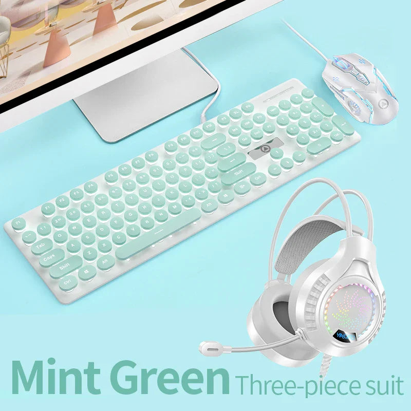 Retro Punk Gaming Keyboard and Mouse Headphone Combos