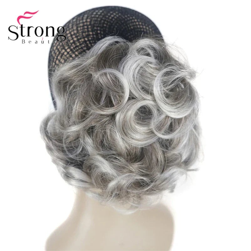 StrongBeauty Silver Short Natural Wave Ponytail Hair Extension
