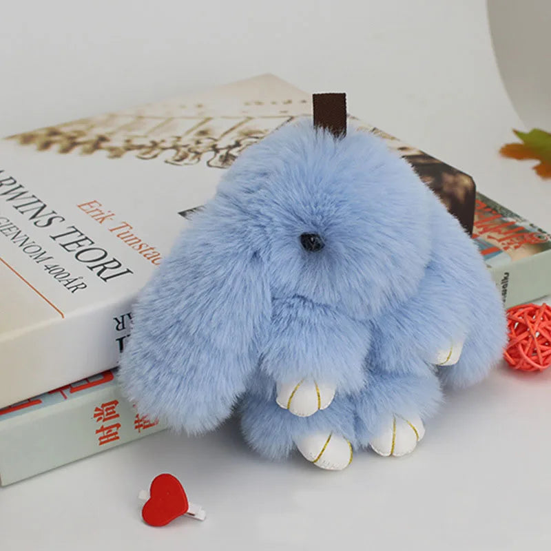 Cute Plush Bunny Keychain Women Fur Pom Pom