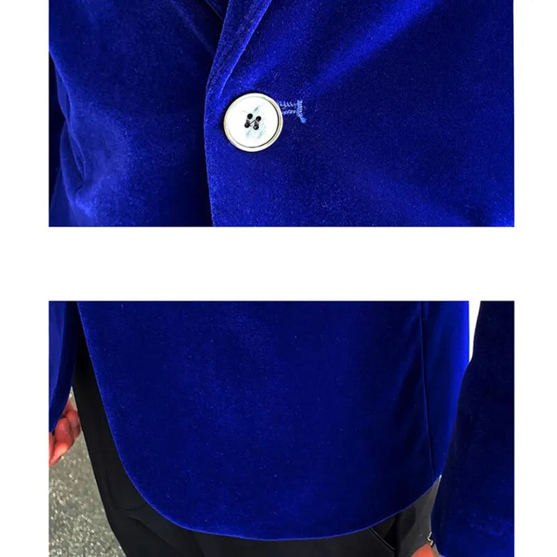 2023 Brand clothing Men Golden velvet suit/Male slim