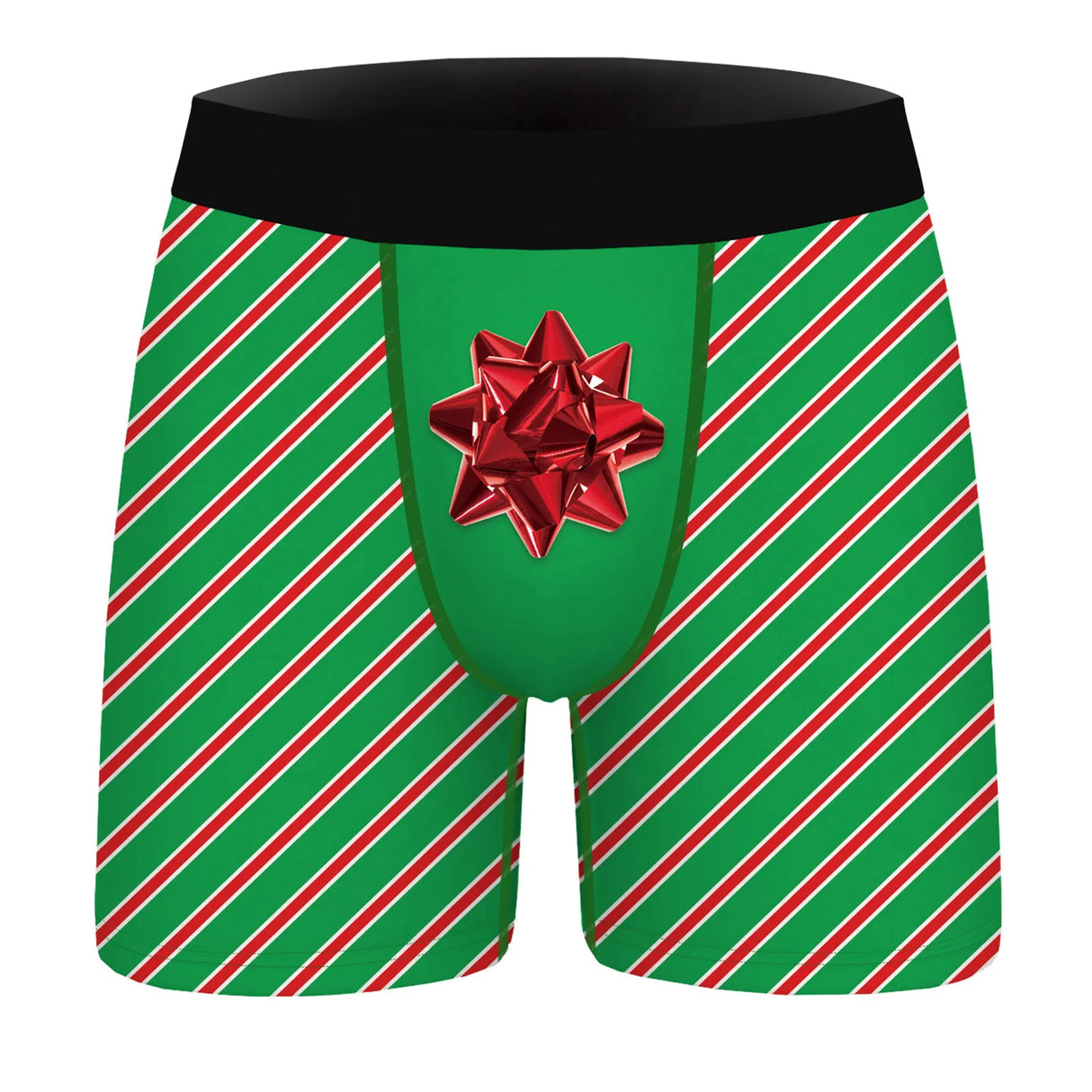 Mens Christmas Printed Shorts Underwear Mid Waist Elastic