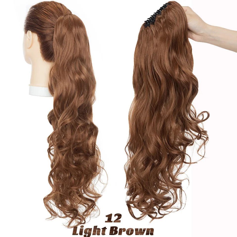 Benehair Synthetic 24inch Long Wavy Claw On Ponytail