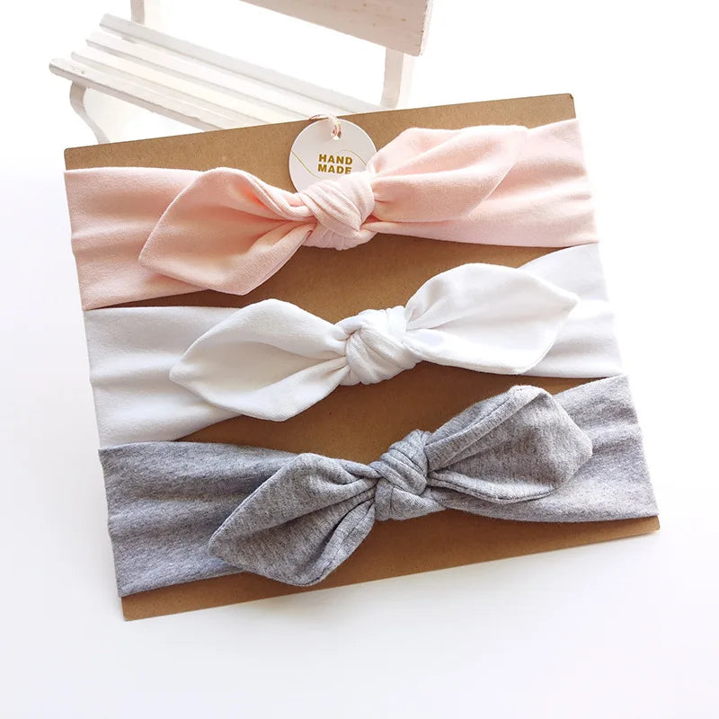 3pcs/lot Solid Nylon baby headband Bow Headbands For
