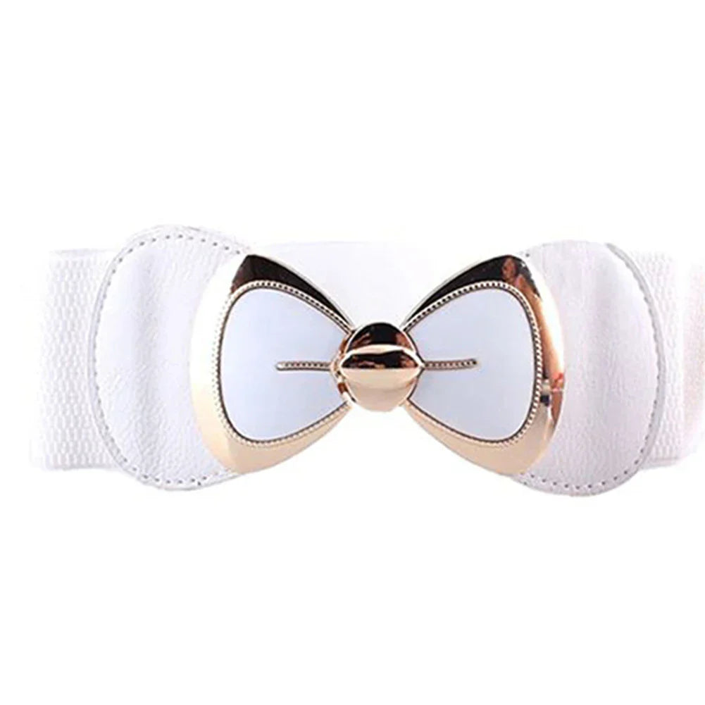 HOT SALES!!!New Arrival Women Bowknot Buckle Metallic Faux Leather Waistband Elastic Croset Waist Belt Wholesale Dropshipping