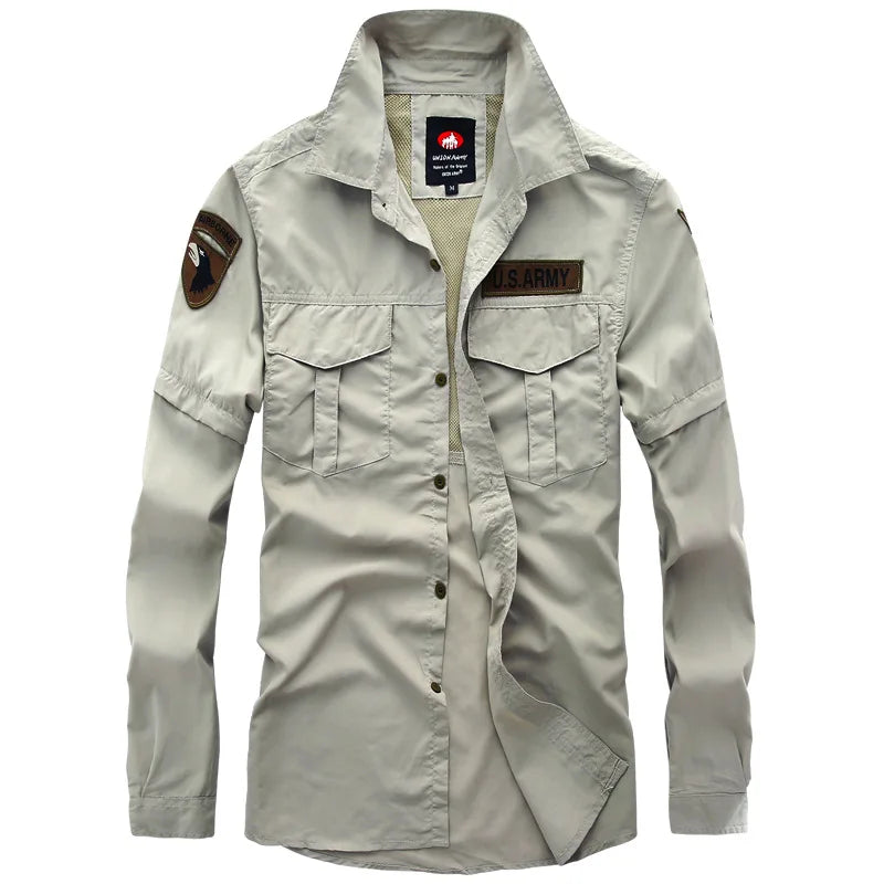 Quick Drying Men's Casual Shirt Detachable Sleeves Oversized