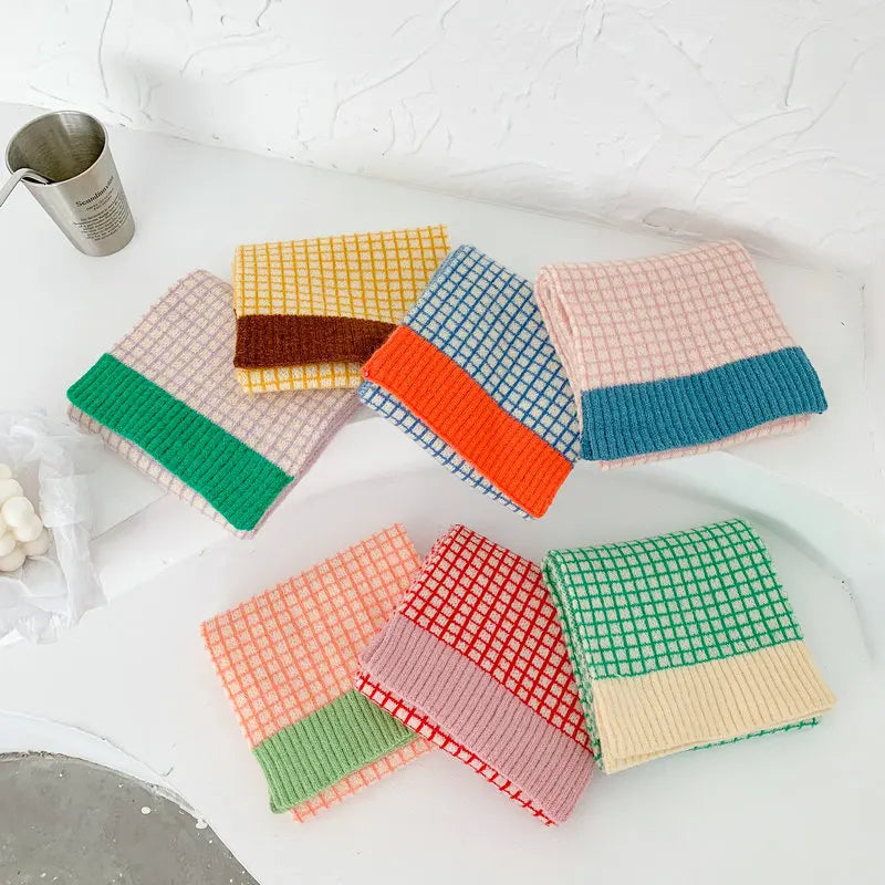 Korean Style New Winter Kid Knitted Wool Plaid