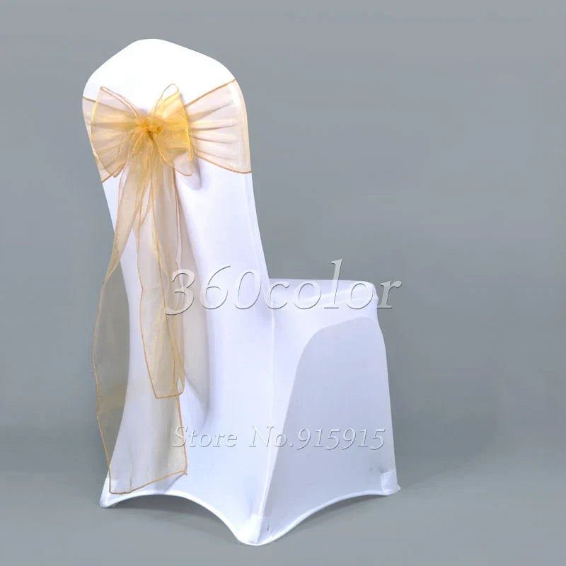25pcs Sheer Organza Chair Sashes Bow Cover Band