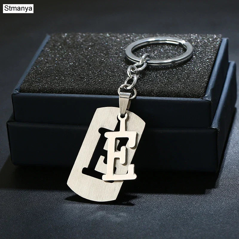 NEW DIY Stainless Steel AZ Letters key Chain