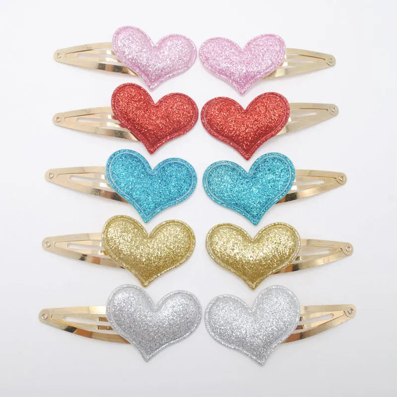 10pcs/lot Small Size Girls Hairclips Glitter Heart Birthday