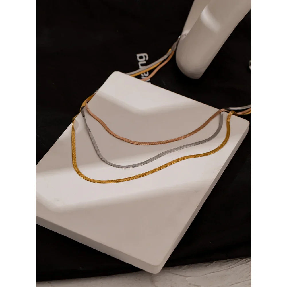 Yhpup Stainless Steel Snake Chain Stacked Necklaces Jewelry