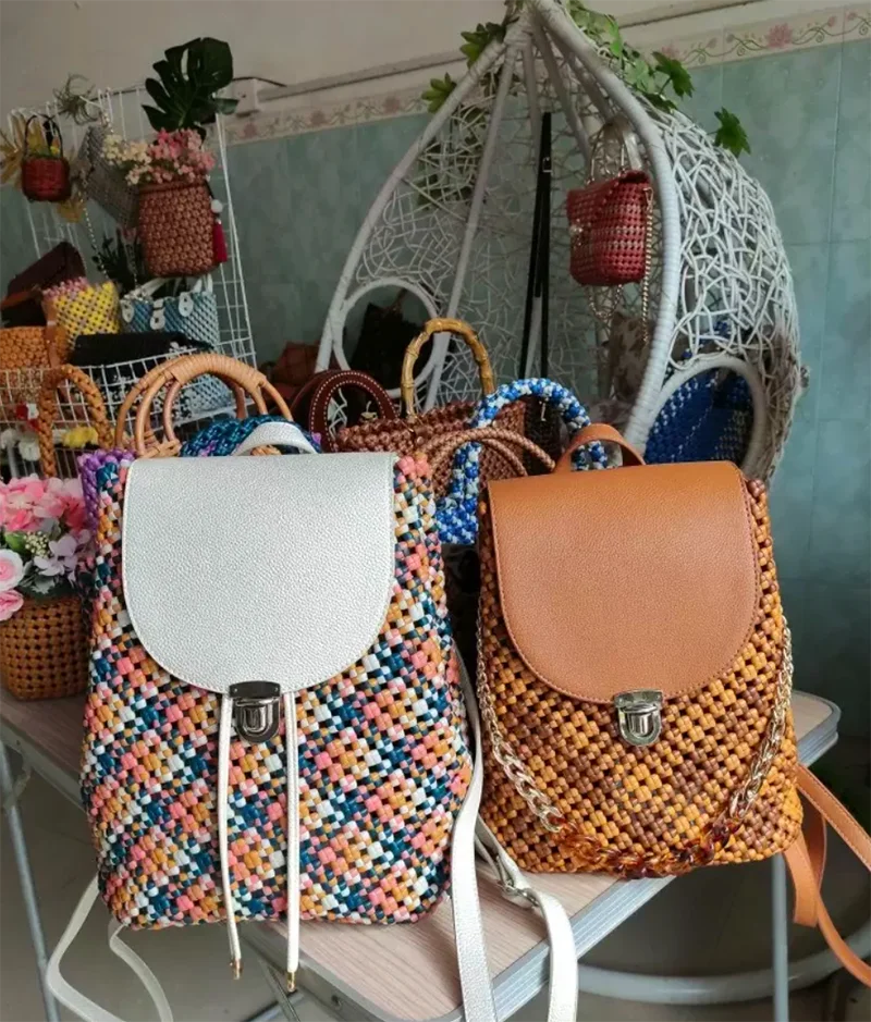 7pcs set Handmade Handbag Shoulder Strap Woven Bag