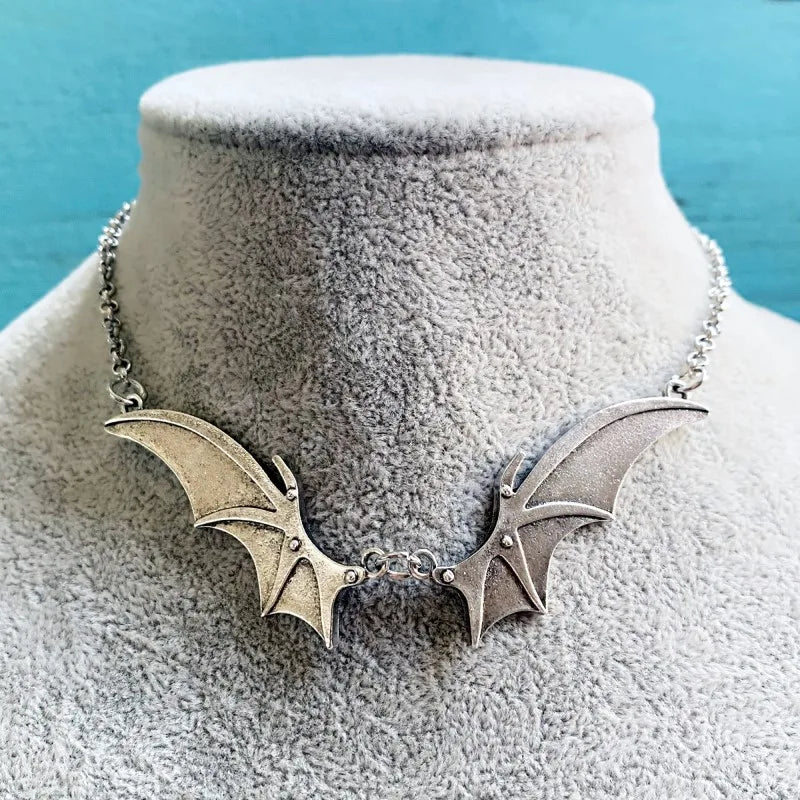 Goth Vampire Vintage Bat Wings Pendant Choker Necklace