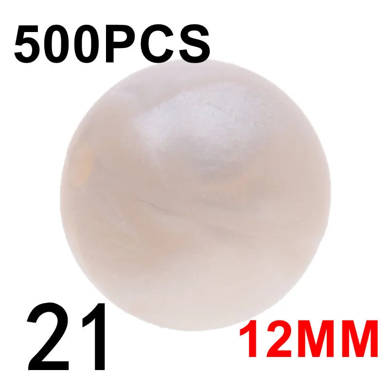Fkisbox 500pcs 12mm Silicone Round Loose Beads Baby