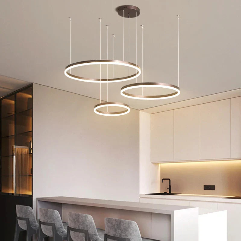 2023 Modern Led Chandelier Home Lighting Brushed Rings