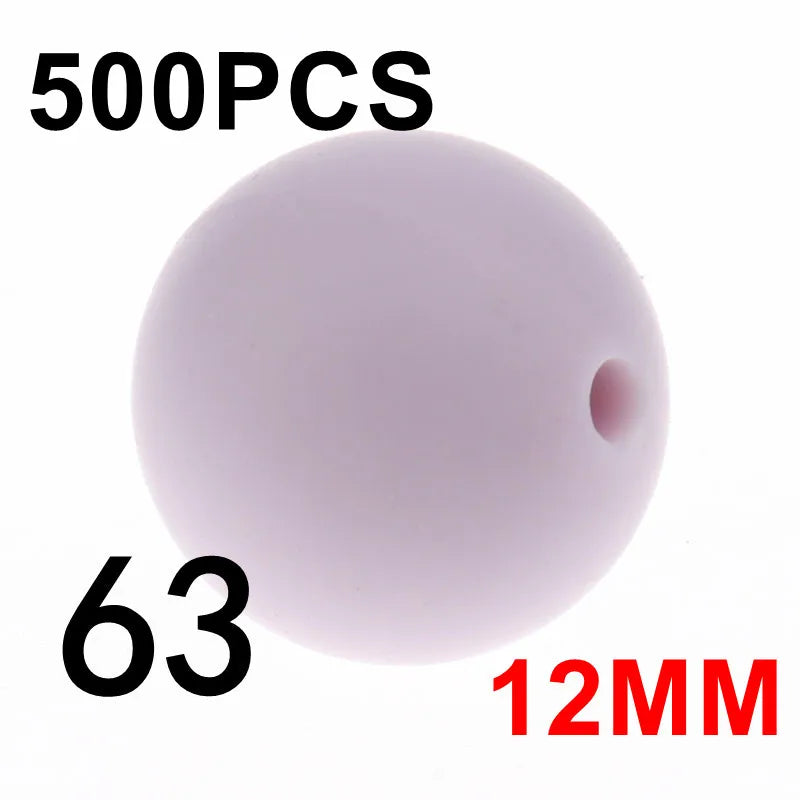 Fkisbox 500pcs 12mm Silicone Round Loose Beads Baby