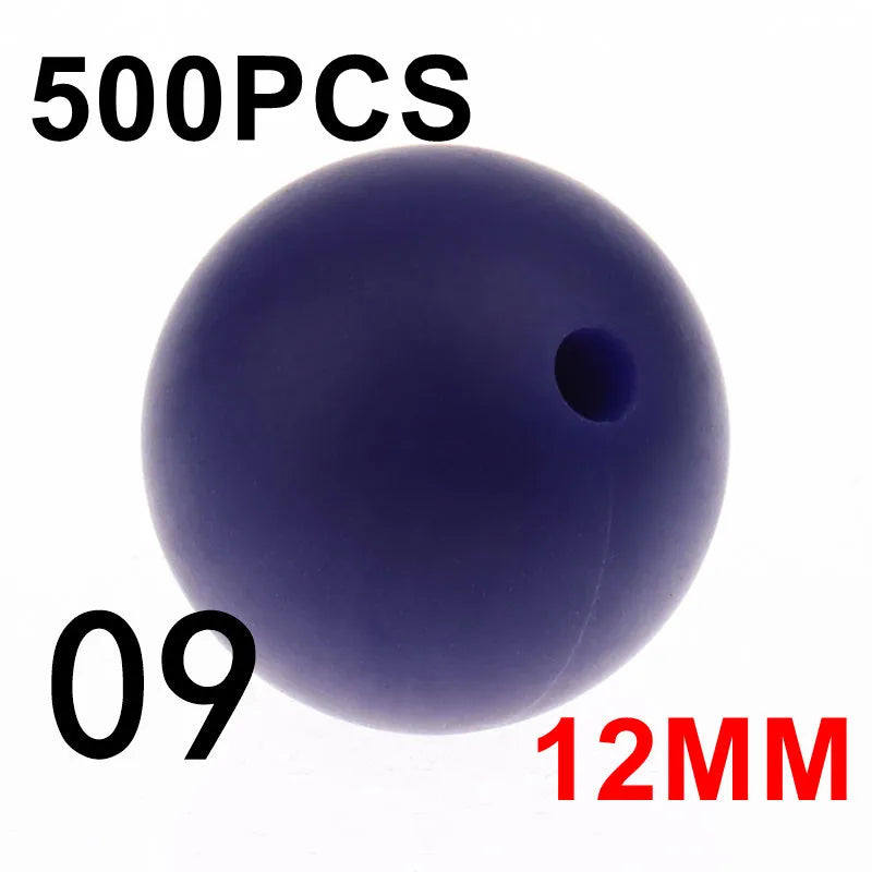 Fkisbox 500pcs 12mm Silicone Round Loose Beads Baby