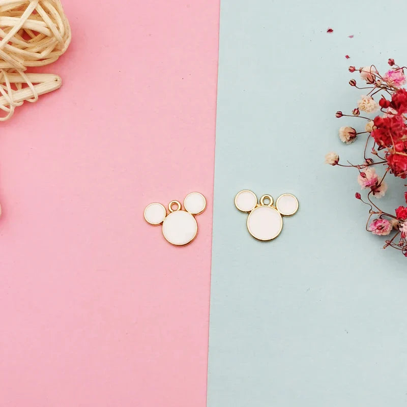 20pcs Drop Oil Mickey Head Shaped Enamel Charms