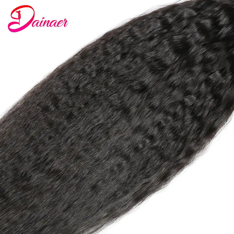 Peruvian Kinky Straight Bundles With 13x4 Lace Frontal