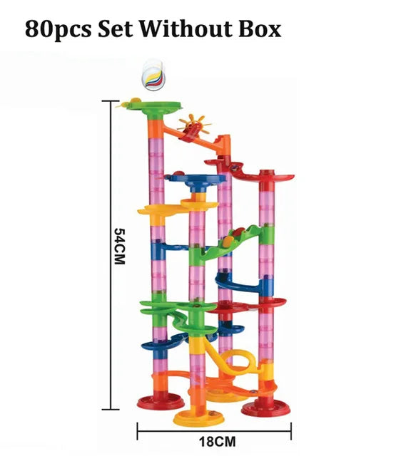 DIY Construction Marble Run Race Track Building Blocks
