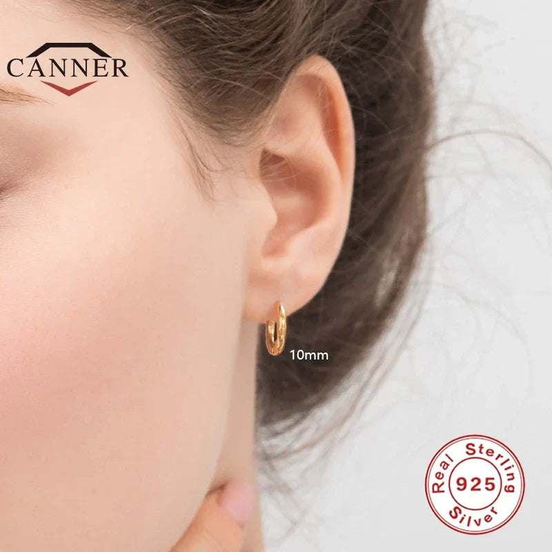CANNER 3pcs/set 6/8/10mm 925 Sterling Silver Round Hoop