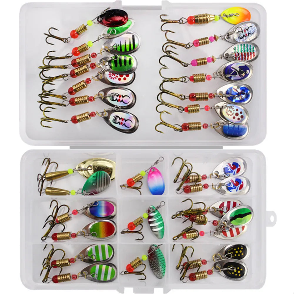 30pcs/10pcs Boxed Rotating Spoon Kit Lure Fishing Lures