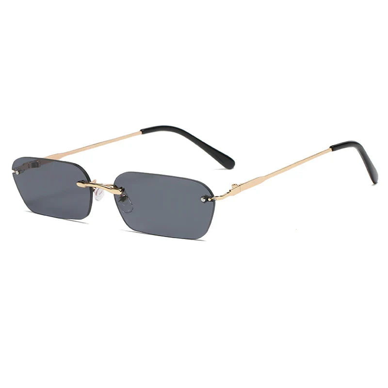 Small Rectangle Rimless Sunglasses Women Square Vintage Sun