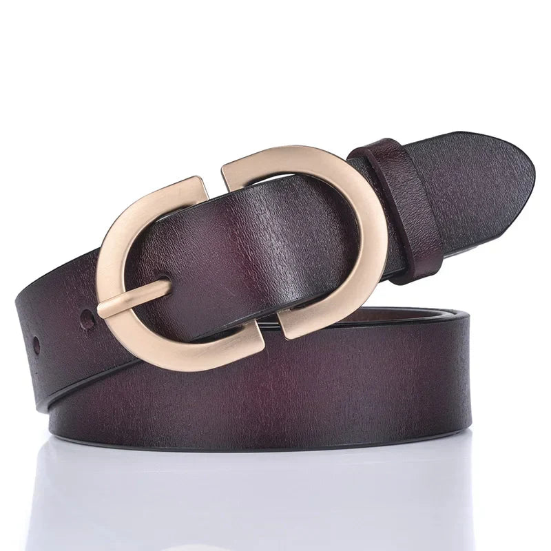 VATLTY Official Authentic Woman Leather Belt Golden Alloy
