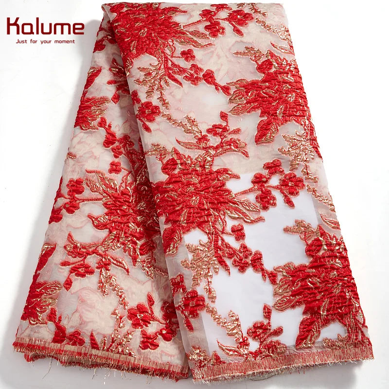 African Tulle Lace Fabric 2024 Satin Nigerian Brocade