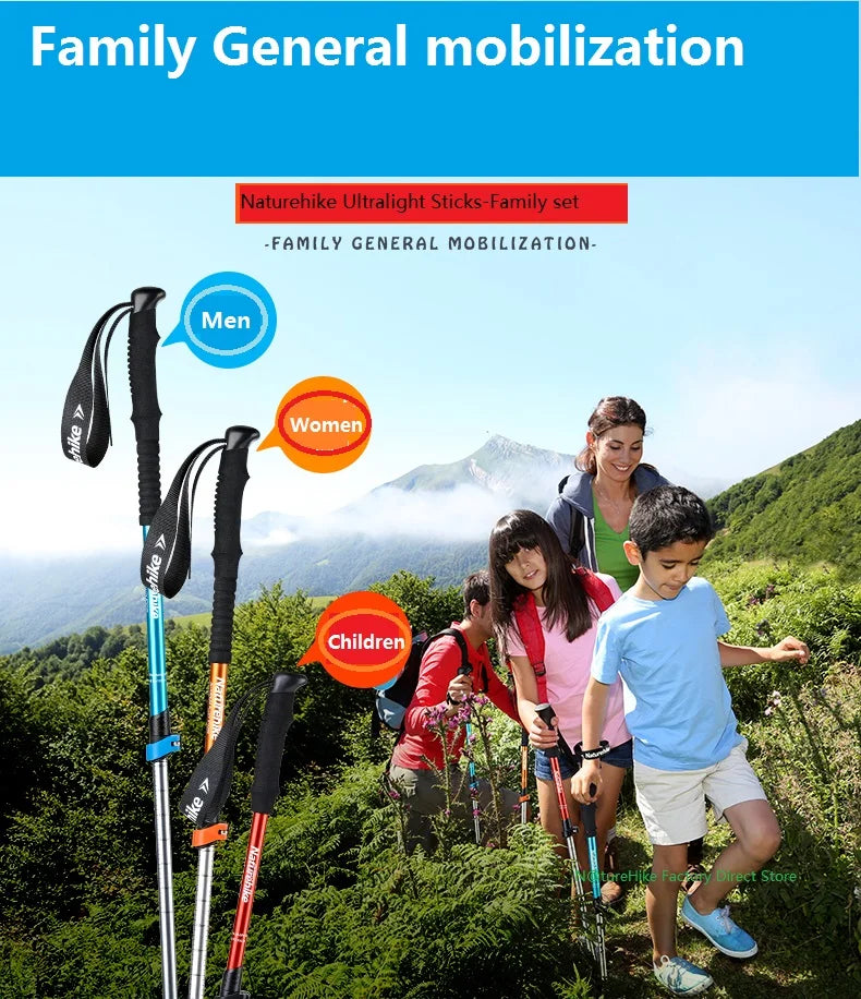 Naturehike 3 Node Adjustable Trekking Pole Ultralight Aluminum