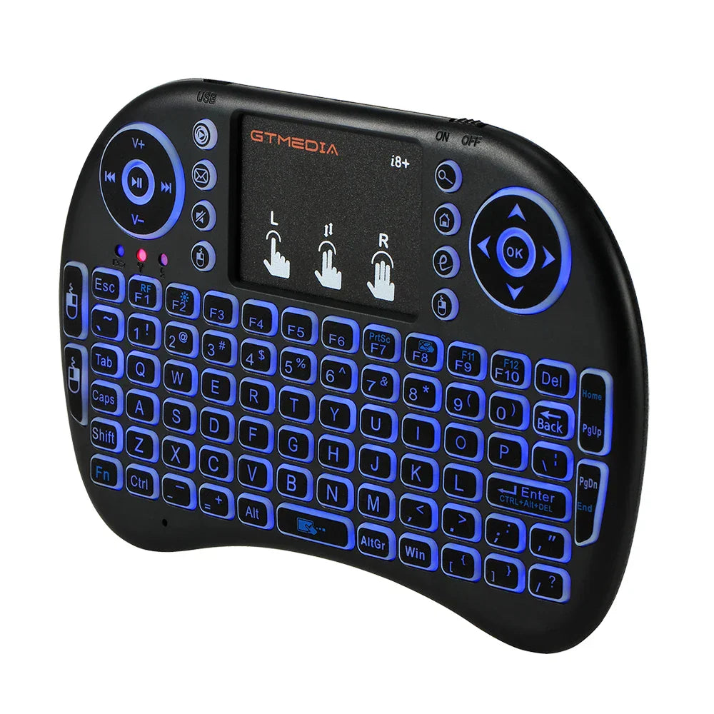 Backlit i8+ Mini Wireless Keyboard 2.4GHZ Air Mouse Touchpad Remote For Android TV Box Laptop for Spain、Russian and English