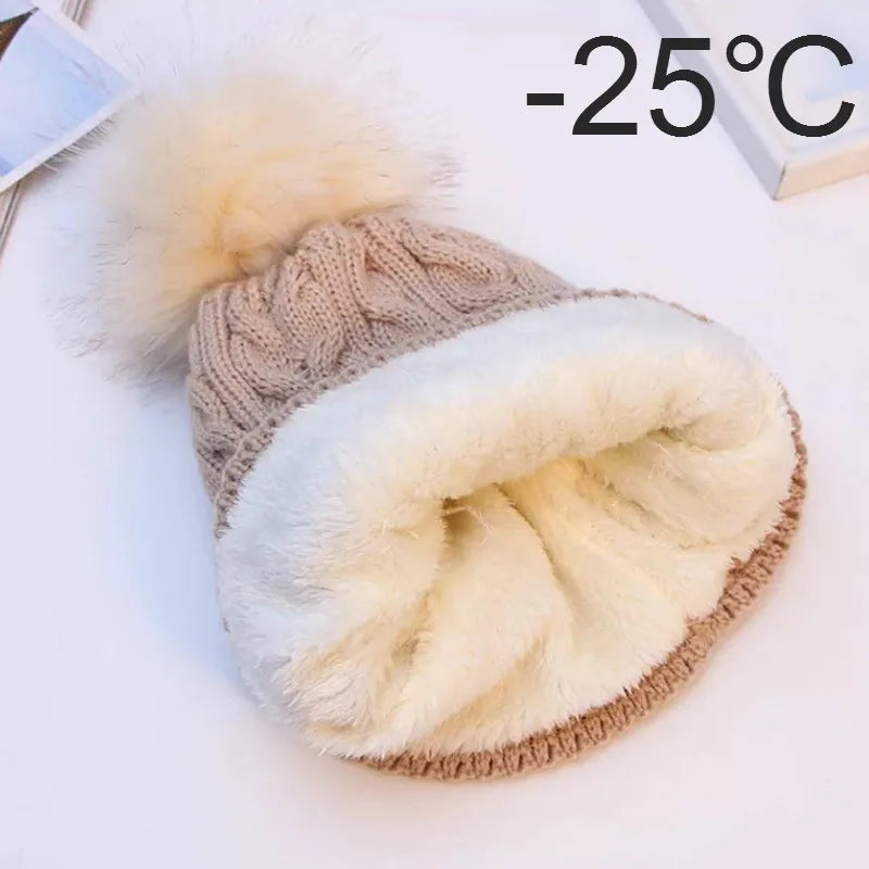 Women Winter Bonnet Soft Thick Beanies Fleece Lined