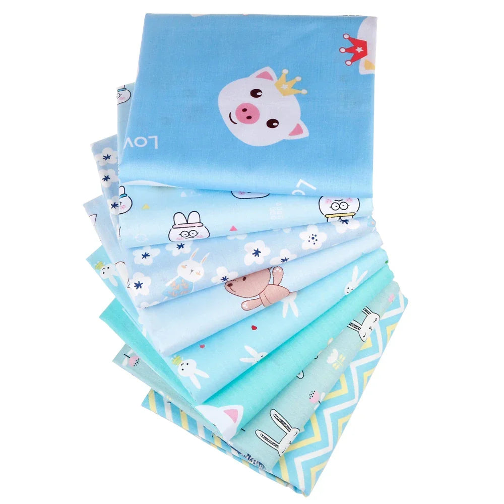 Blue Cartoon Printed Fabric Cotton Twill Cloth for