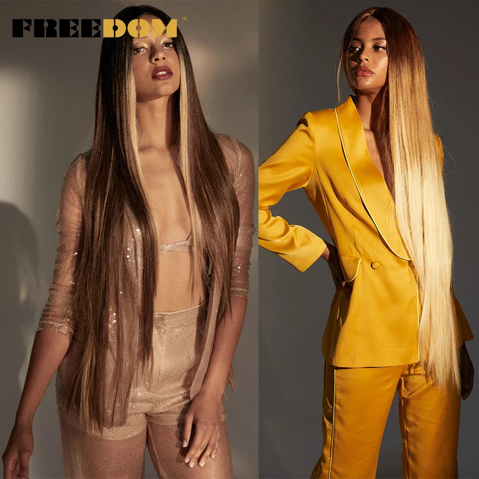 FREEDOM Synthetic Lace Front Wigs For Women Straight